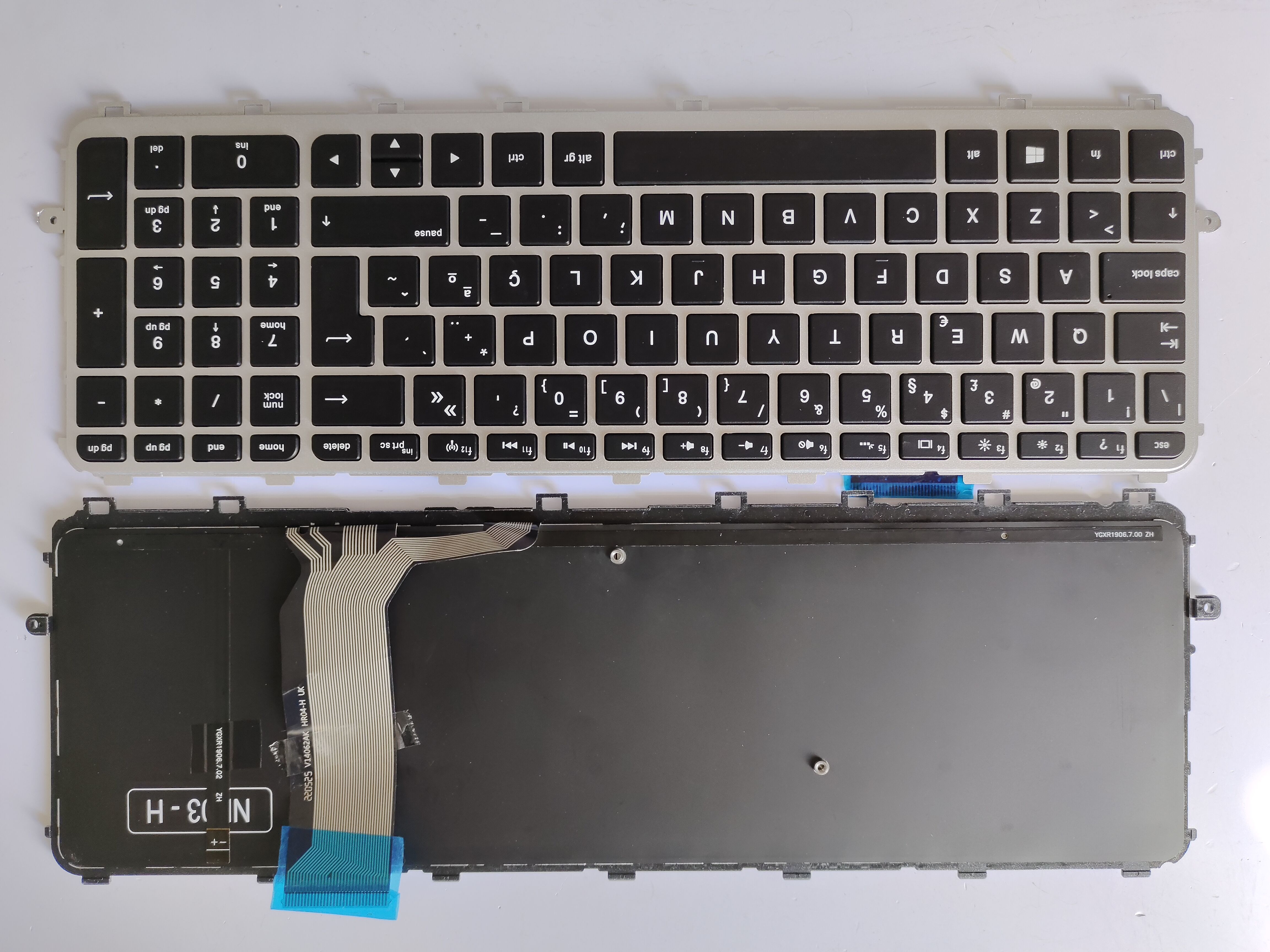 Picture of New Replacement Laptop Keyboard For HP 15-J SILVER FRAME BLACK Backlit (OEM) PO Layout